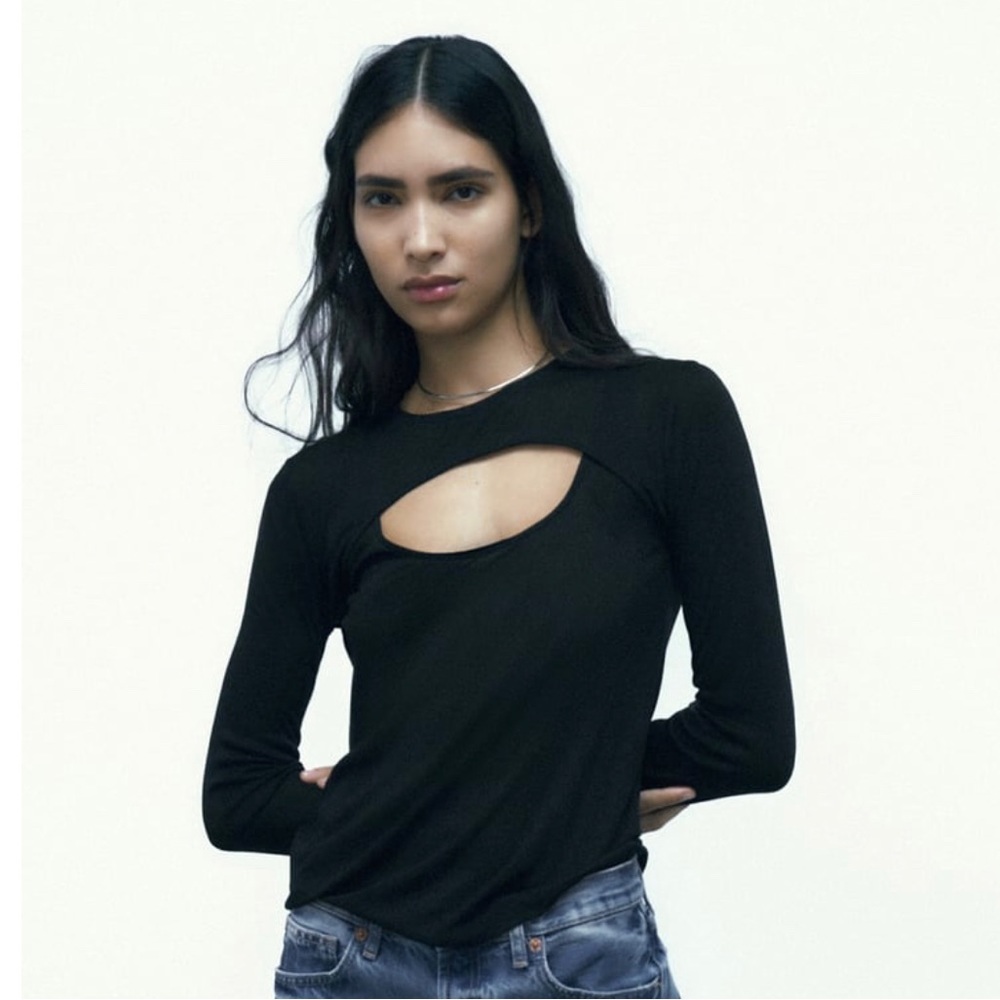 Zara long sleeve cut out t-shirt